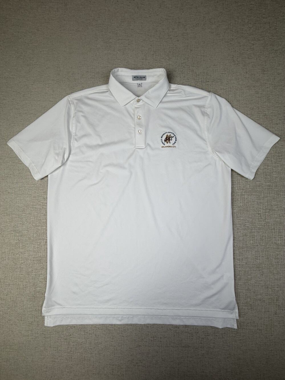 Peter Millar Summer Comfort Golf Polo Mens XL White OKC Women’s Amateur Stretch